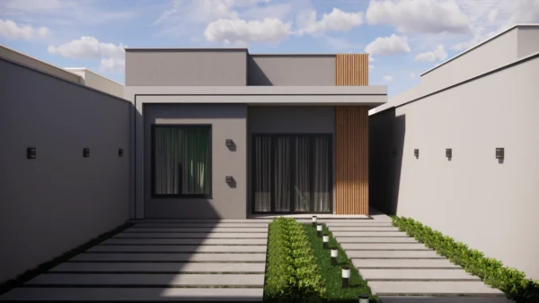 PLANTA DE CASA TÉRREA COM PÉ-DIREITO DUPLO E SUÍTE COM CLOSET - Image 10