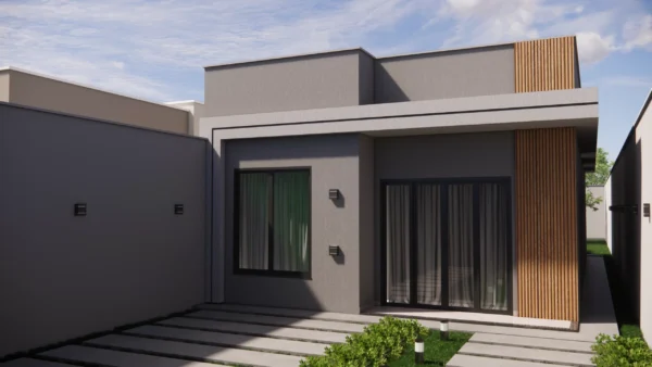 PLANTA DE CASA TÉRREA COM PÉ-DIREITO DUPLO E SUÍTE COM CLOSET - Image 9