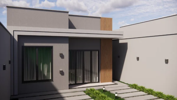PLANTA DE CASA TÉRREA COM PÉ-DIREITO DUPLO E SUÍTE COM CLOSET - Image 8